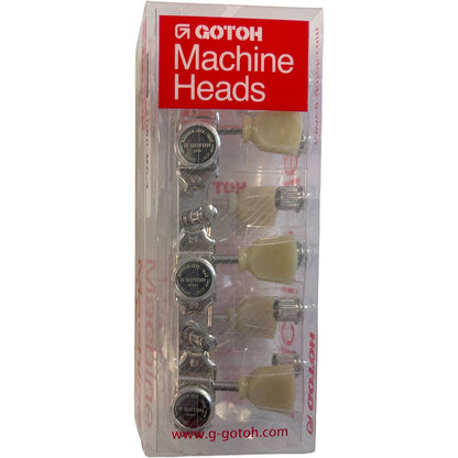 Gotoh SD90 Series Magnum Lock Electric Guitar Tuning Machines Nickel Finish 3+3 with Vintage Green Keystone Buttons — view 5