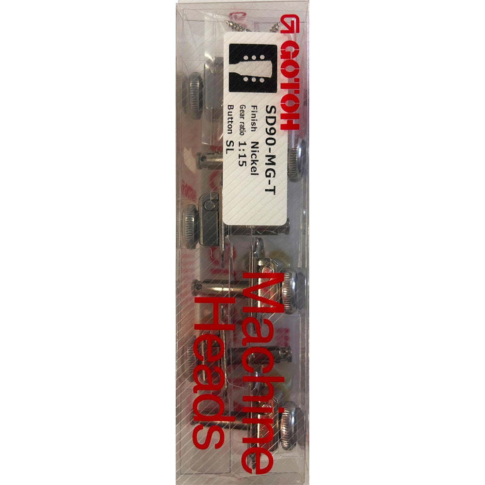 Gotoh SD90 Series Magnum Lock Electric Guitar Tuning Machines Nickel Finish 3+3 with Vintage Green Keystone Buttons — view 6