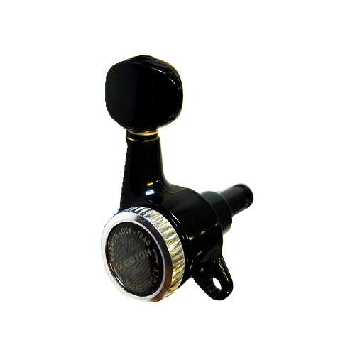 Gotoh SG381-05 Magnum Lock Traditional 6-Inline Electric Guitar Tuning Machines, Black Finish, Staggered Height Posts, 16:1 Ratio