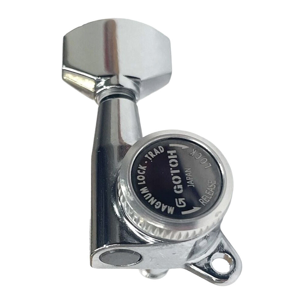 Gotoh SG381 Magnum Lock Traditional Series Guitar Tuning Machines, Chrome Finish, 6-Inline, Staggered Height Posts, 16:1 Ratio