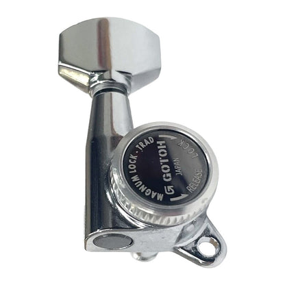 Gotoh SG381 Magnum Lock Traditional Series Guitar Tuning Machines, Chrome Finish, 6-Inline, Staggered Height Posts, 16:1 Ratio