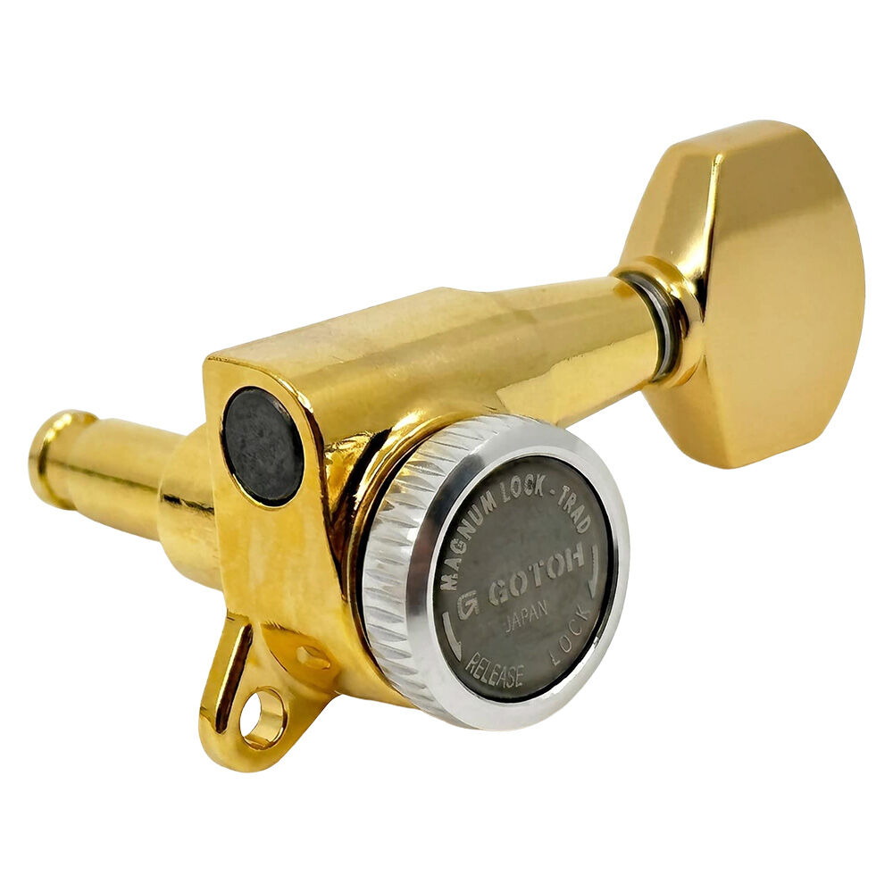 Gotoh SG381 Magnum Lock Traditional Series Gold Tuning Machines - 6 Inline with Staggered Height Posts and 16:1 Gear Ratio — view 2