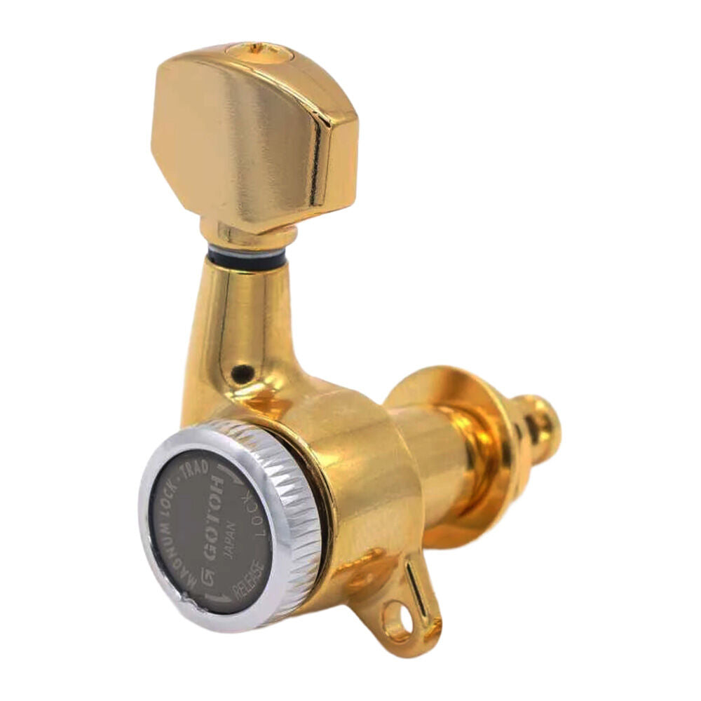 Gotoh SG381 Magnum Lock Traditional Series Gold Tuning Machines - 6 Inline with Staggered Height Posts and 16:1 Gear Ratio — view 4