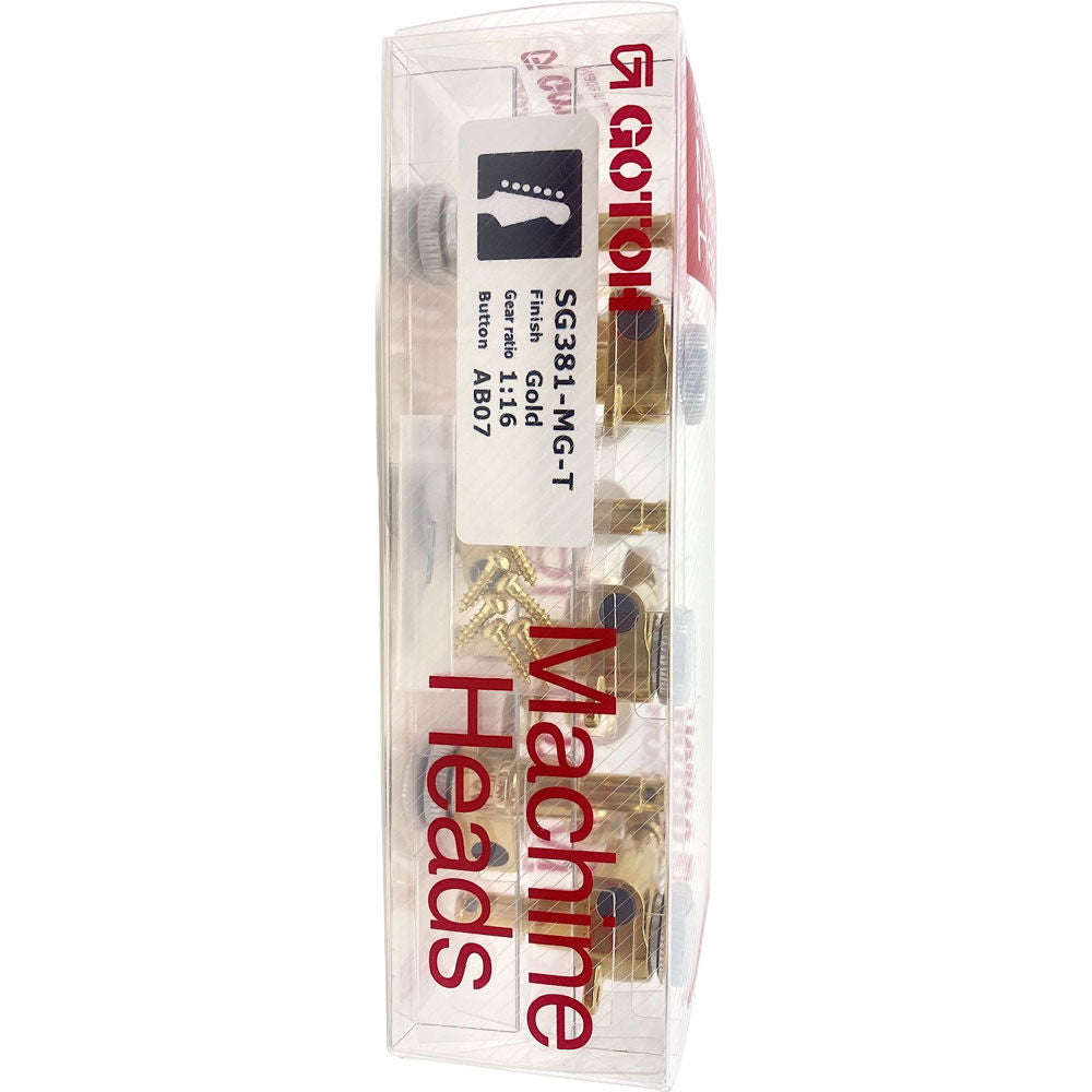 Gotoh SG381 Magnum Lock Traditional Series Gold Tuning Machines - 6 Inline with Staggered Height Posts and 16:1 Gear Ratio — view 5