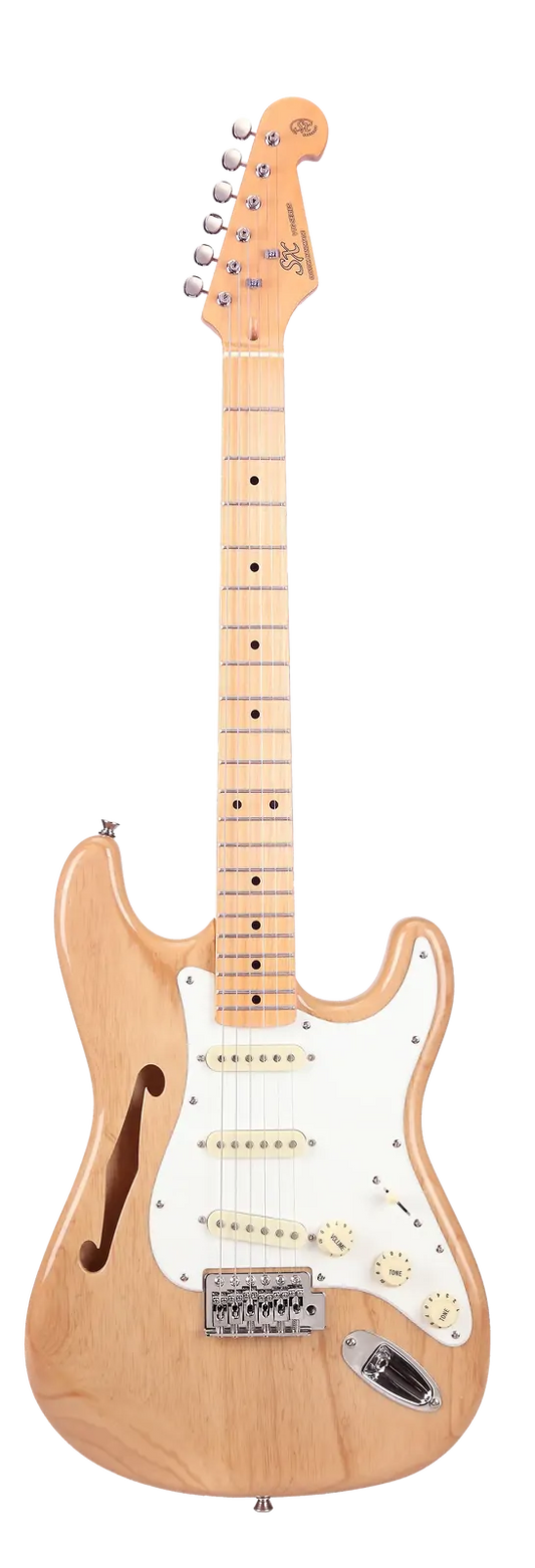 SX SC ASH SEMI HOLLOW Electric Guitar - White Swamp Ash Body, Maple Fingerboard, Natural Gloss