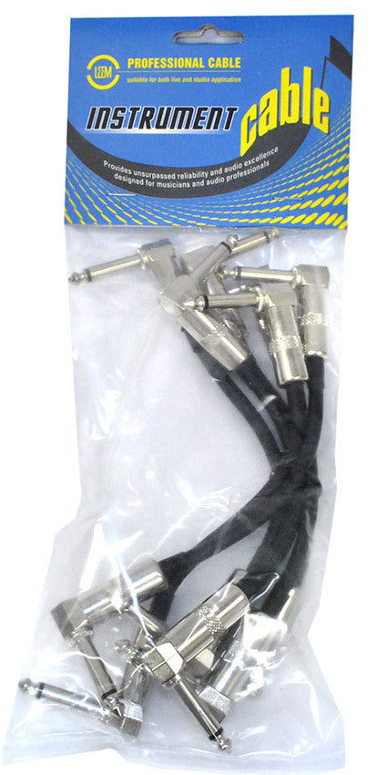 Leem 6" Deluxe FX Pedal Patch Cables 6pk with Right-Angled Plugs