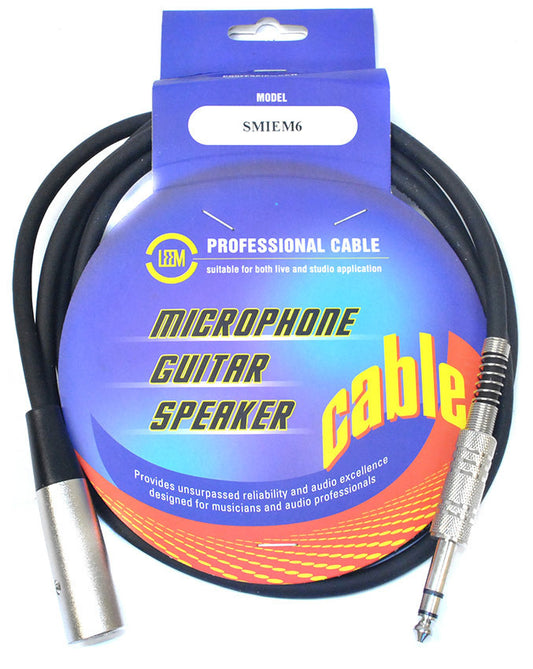 Leem 6ft Microphone Cable 1/4" TRS to XLR Male