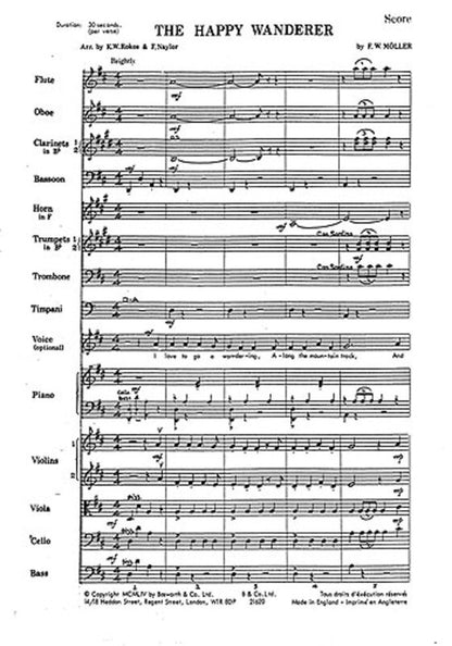 Moller - The Happy Wanderer Orchestra Score/Parts