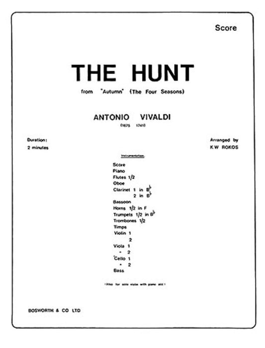 Vivaldi - The Hunt From Autumn Orchestra Score/Parts