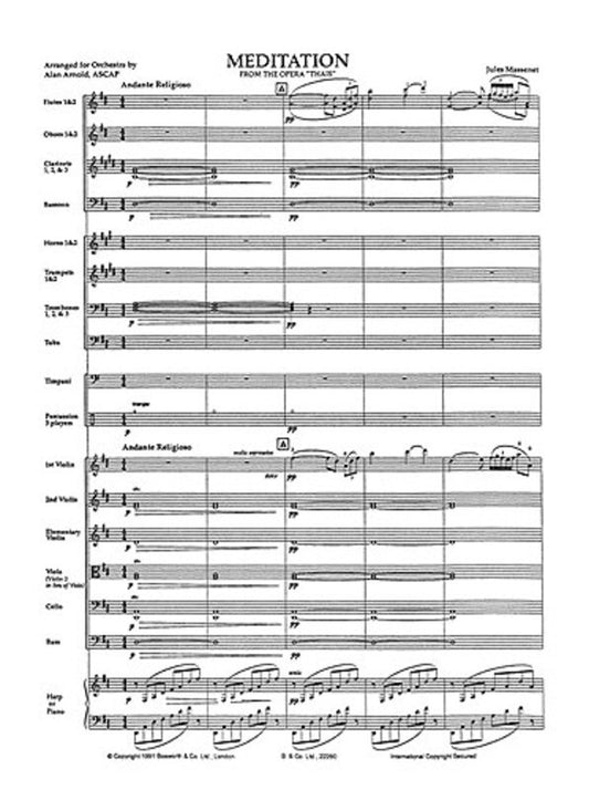Massenet - Meditation From Thais Orchestra Score/Parts