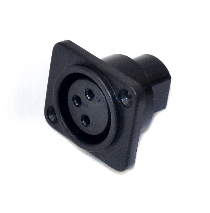 Leem 3-Pin Female XLR Panel Mount Connector with Black Molded Thermoplastic Housing
