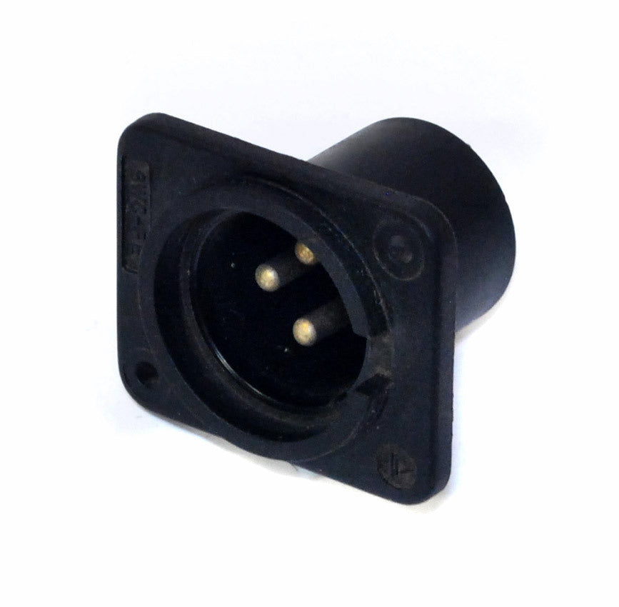 Leem 3-Pin Male XLR Panel Mount Connector with Black Molded Housing - 1pk