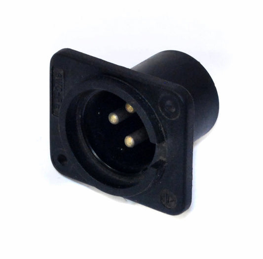 Leem 3-Pin Male XLR Panel Mount Connector with Black Molded Housing - 1pk