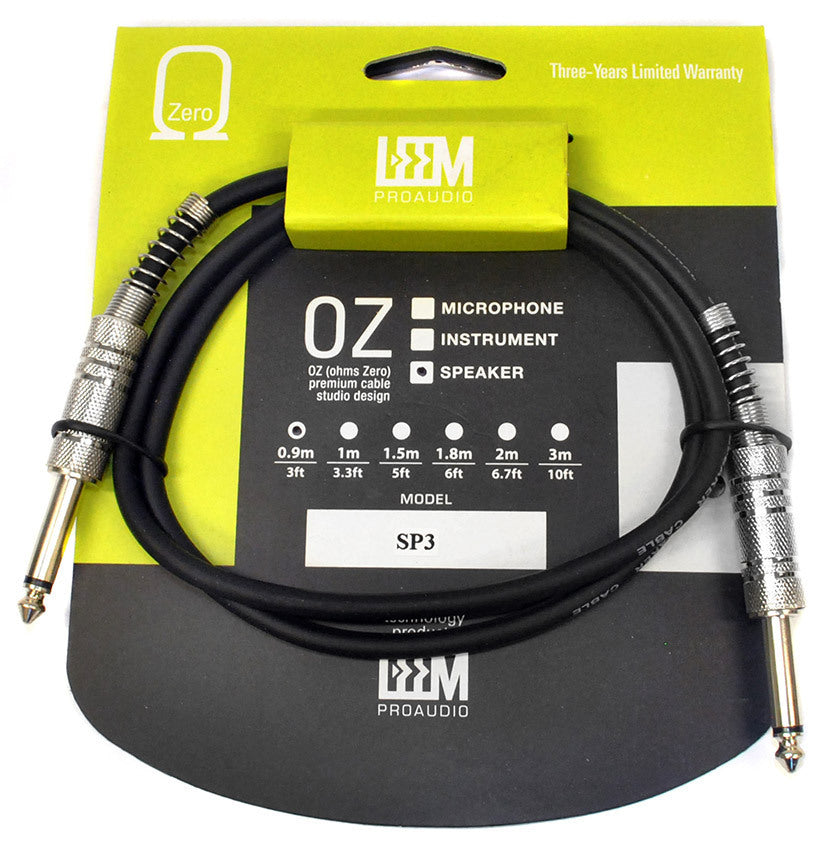 Leem 3ft Speaker Cable with 1/4" Straight TS Connectors