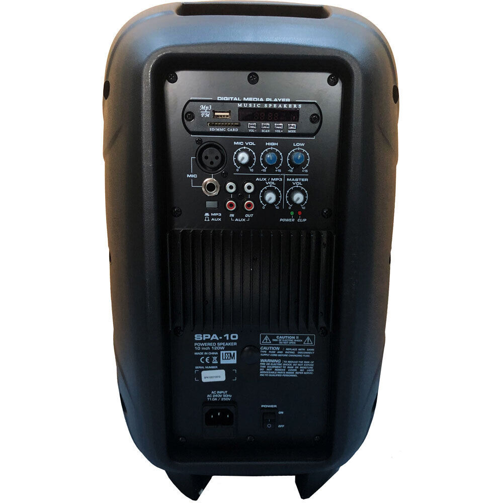 Leem SPA-10 Active 120W 2-Way 10" PA Speaker with Built-in MP3 Player, SD Card Slot, USB Input, 115dB Max SPL — view 2