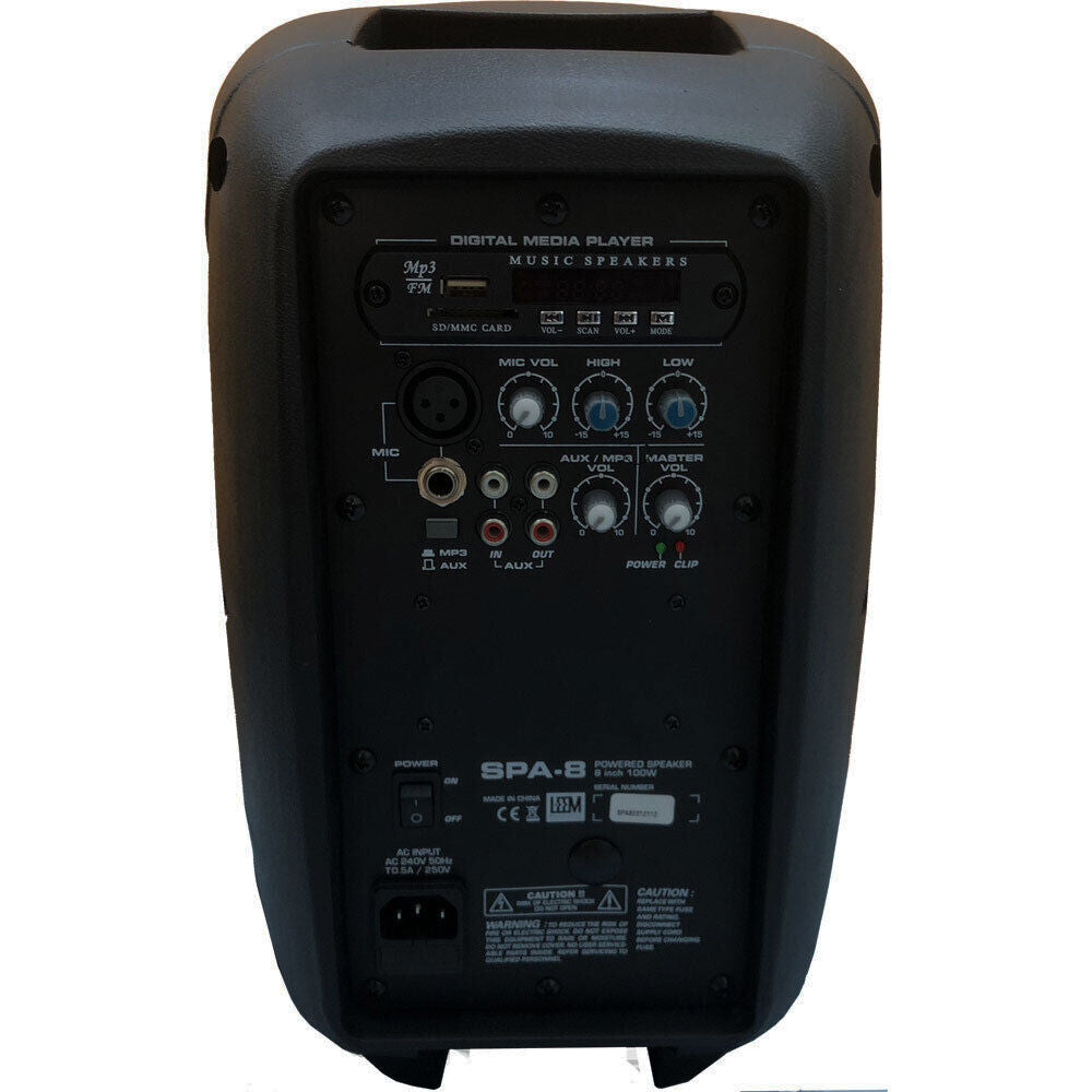 Leem SPA-8 Active 100W 2-Way 8" PA Speaker with Built-in MP3 Player, USB, and SD Card Slot — view 2