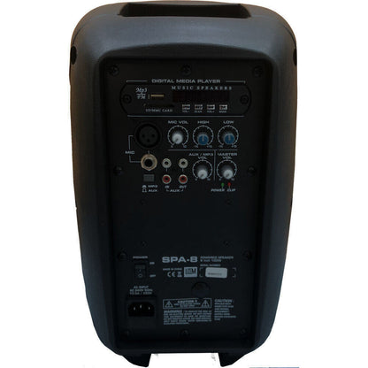 Leem SPA-8 Active 100W 2-Way 8" PA Speaker with Built-in MP3 Player, USB, and SD Card Slot — view 2