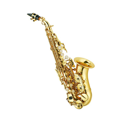 J.Michael SPC-700 Curved Soprano Saxophone Bb with High F# Key, Clear Lacquer Finish, Includes Carry Case