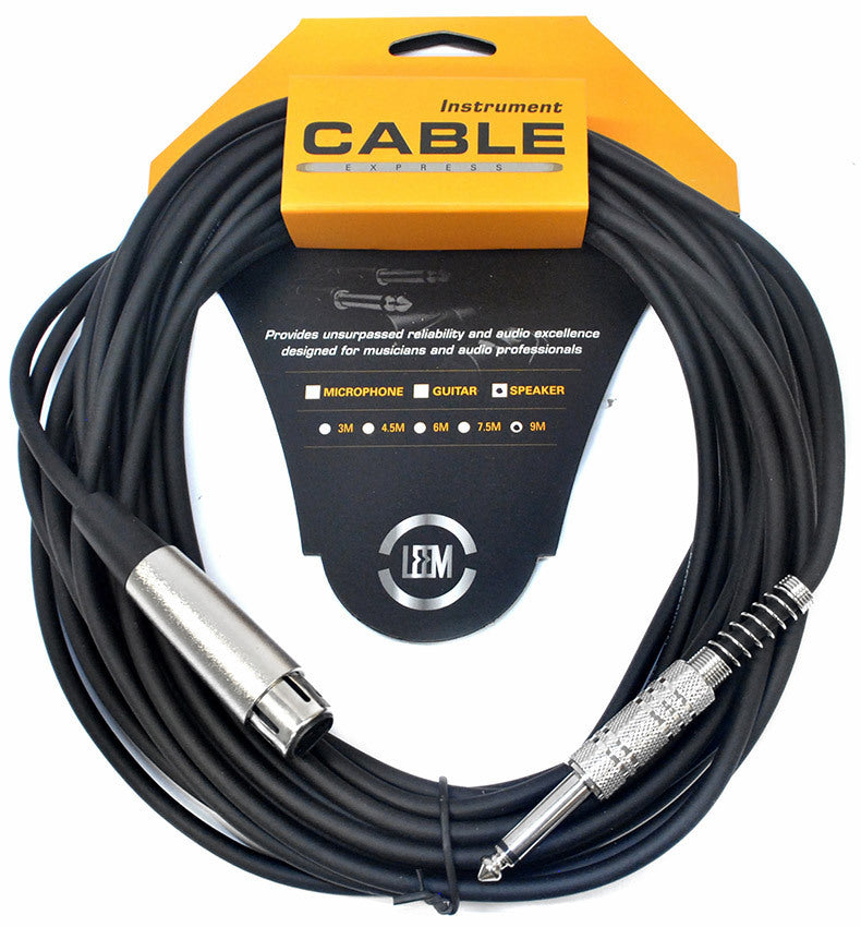 Leem 30ft Speaker Cable 1/4" Straight TS to XLR Female Connector
