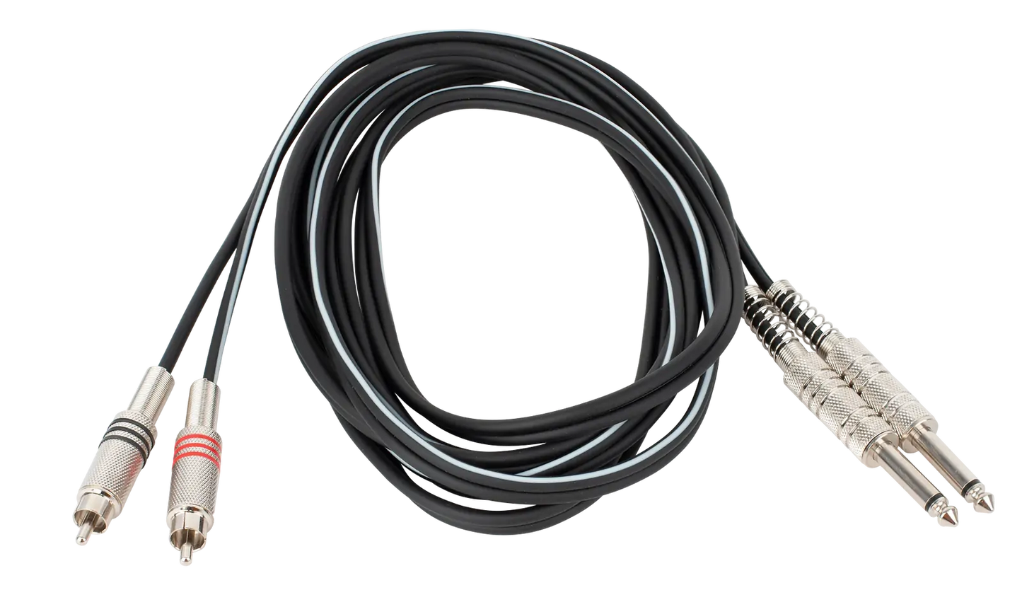 AMS 10 FT Cable 2 X 6.3mm Mono to 2 X RCA Male Jacks