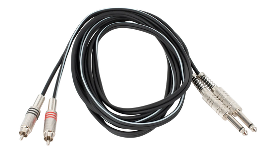 AMS 10 FT Cable 2 X 6.3mm Mono to 2 X RCA Male Jacks