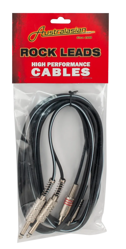 AMS 10 FT Cable 2 X 6.3mm Mono to 2 X RCA Male Jacks — view 2