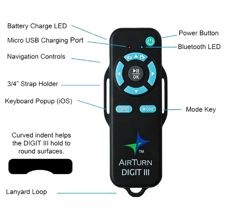 AirTurn Digit III Bluetooth Remote Control for Presentations, Teleprompters, and Media Players — view 3