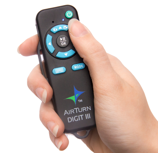 AirTurn Digit III Bluetooth Remote Control for Presentations, Teleprompters, and Media Players