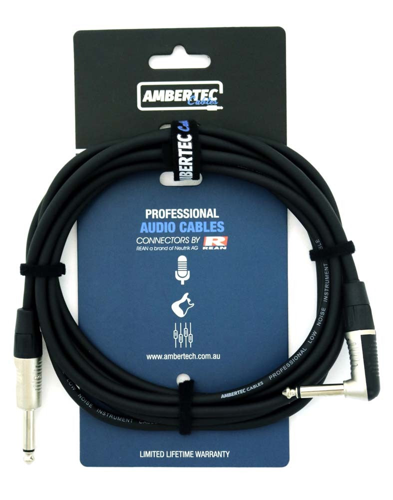 Guitar cable REAN connectors straight/right angle black 3m