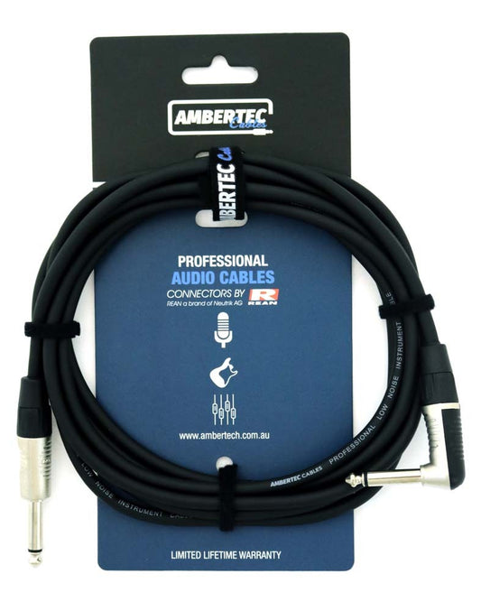 Guitar cable REAN connectors straight/right angle black 3m