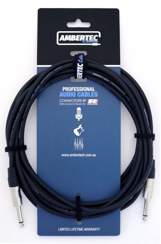 Guitar cable REAN connectors straight/right angle black 6m