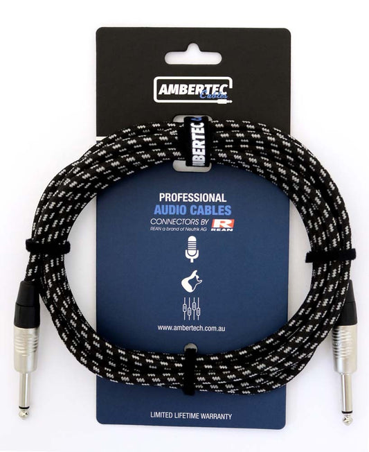 Guitar cable REAN connectors straight vintage b/w cloth 3m