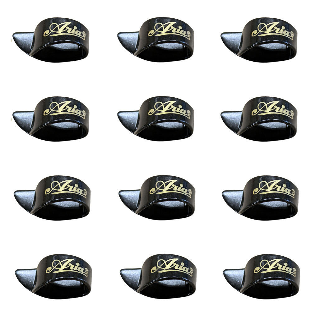 Aria Large Plastic Thumb Picks Black Finish 12-Pack — view 3