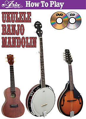Aria AU-Series Tenor Ukulele Starter Package with Tuner, Gig Bag & Instructional Book with CD/DVD — view 5