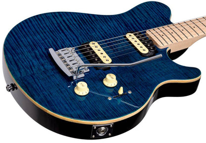 Sterling by Music Man S.U.B. Axis AX3 Flame Maple, Neptune Bue Electric Guitar — view 2