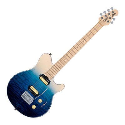 Sterling by Music Man S.U.B. Axis AX3 Quilted Maple, Spectrum Blue Electric Guitar