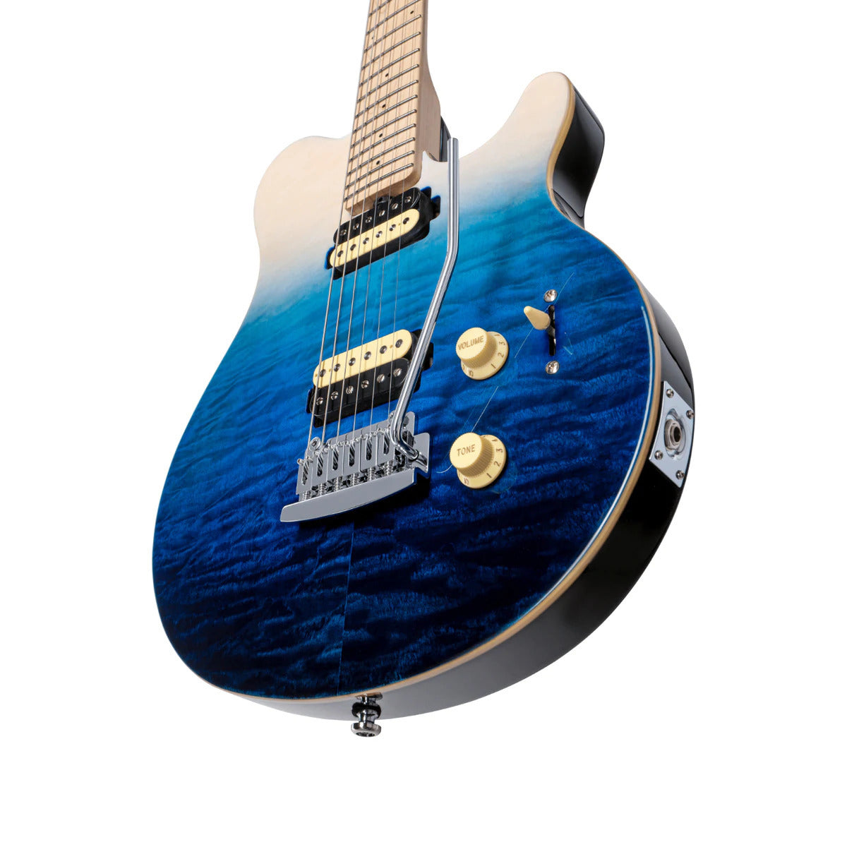 Sterling by Music Man S.U.B. Axis AX3 Quilted Maple, Spectrum Blue Electric Guitar — view 3