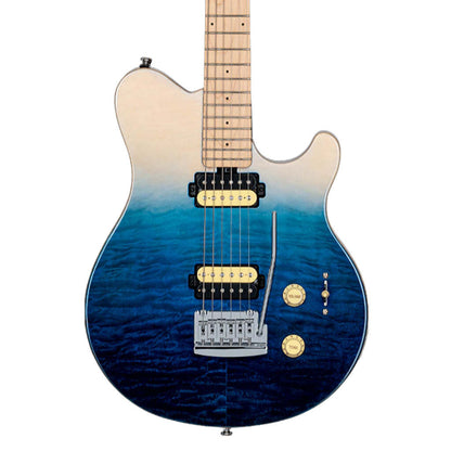 Sterling by Music Man S.U.B. Axis AX3 Quilted Maple, Spectrum Blue Electric Guitar — view 2