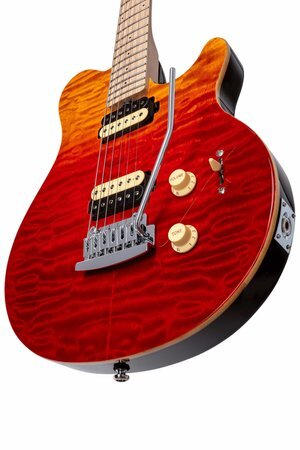 Sterling by Music Man S.U.B. Axis AX3 Quilted Maple, Spectrum Red Electric Guitar — view 2