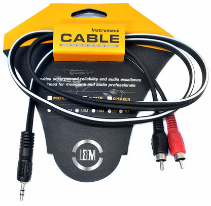 Leem 3ft Y-Cable 3.5mm TRS to 2 x RCA Plugs