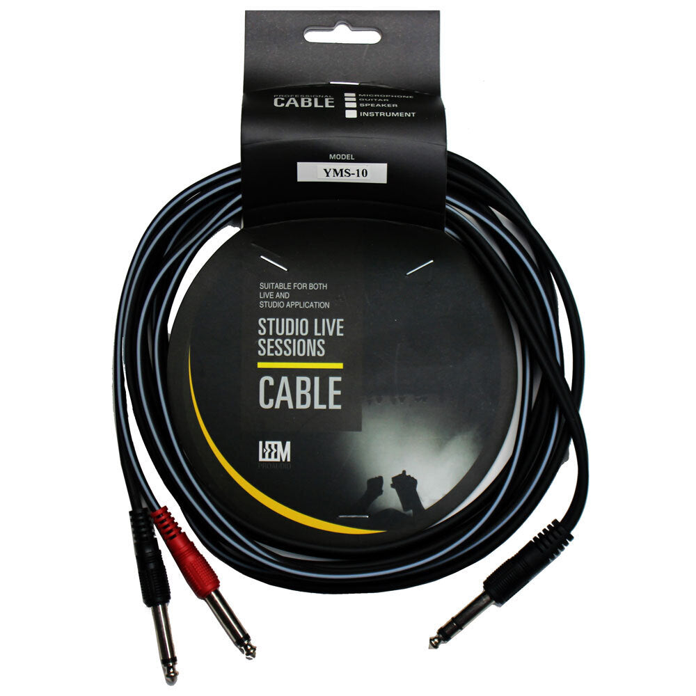 Leem 10ft Y-Cable 1/4" TRS to 2 x 1/4" TS