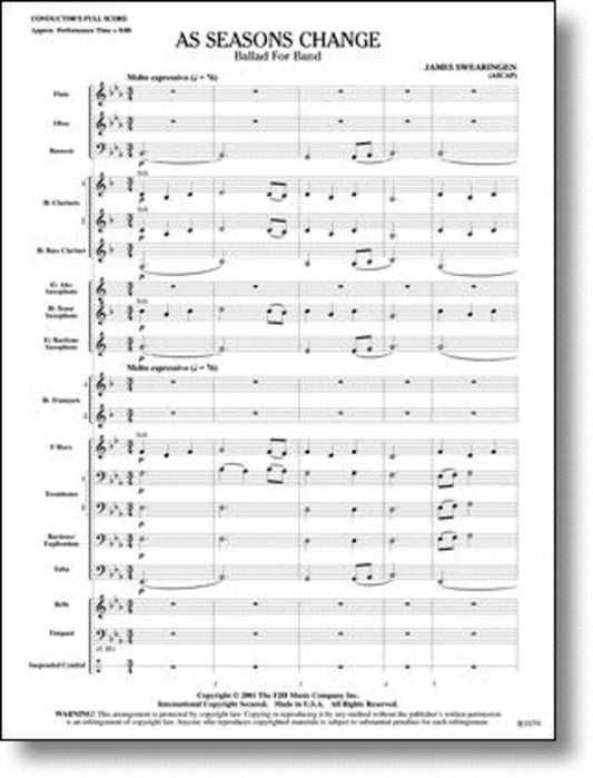 As Seasons Change (Music Score/Parts) Book