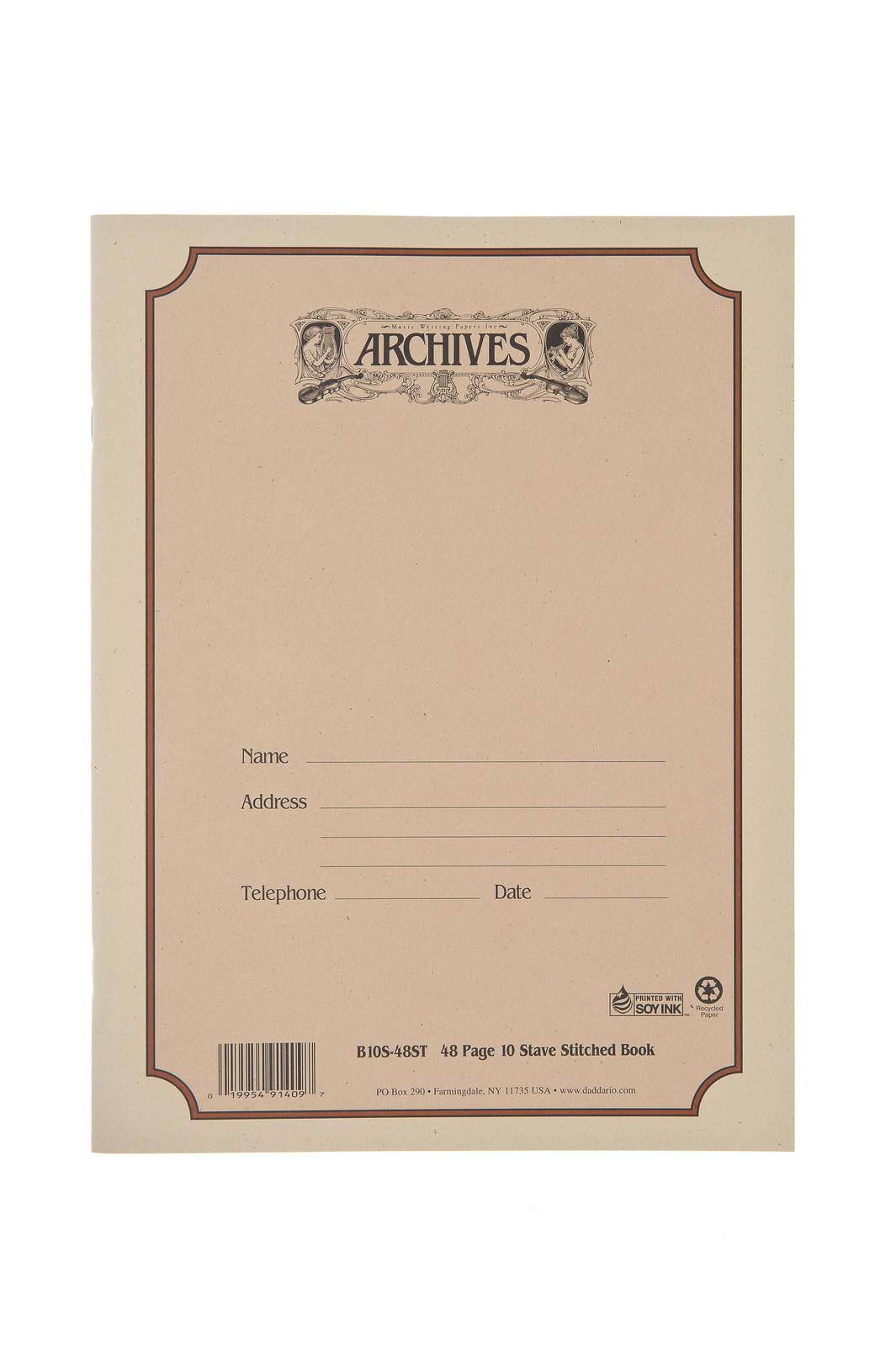 Archives Standard Bound Manuscript Paper Book, 10 Stave, 48 Pages Book