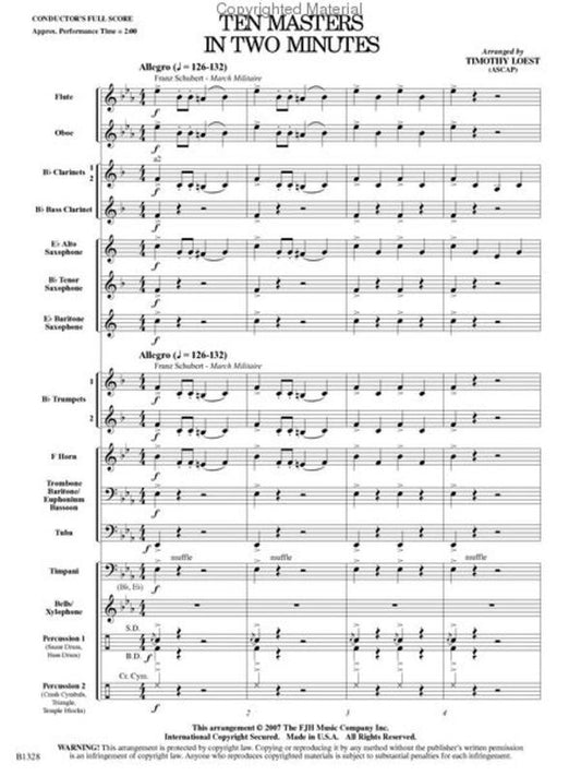 Ten Masters In Two Minutes Arr Loest Concert Band 1 Score/Parts Book