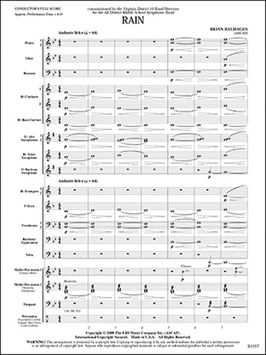 Rain CB2.5 SC/PTS by Brian Balmages, FJH Music Company, 1 Page