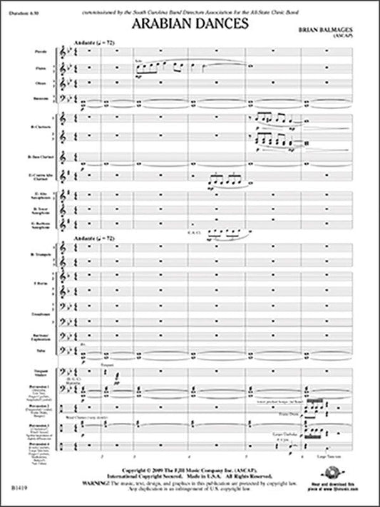Arabian Dances by Brian Balmages for FJH Music Company, 1 page
