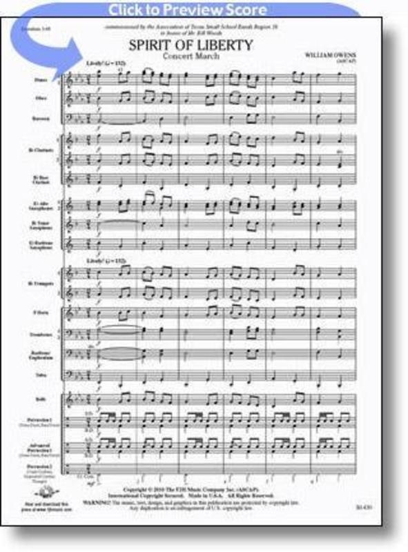 Spirit Of Liberty Concert March Concert Band Score/Parts Book