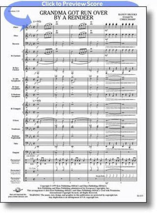 Grandma Got Run Over By A Reindeer Concert Band Score/Parts Book