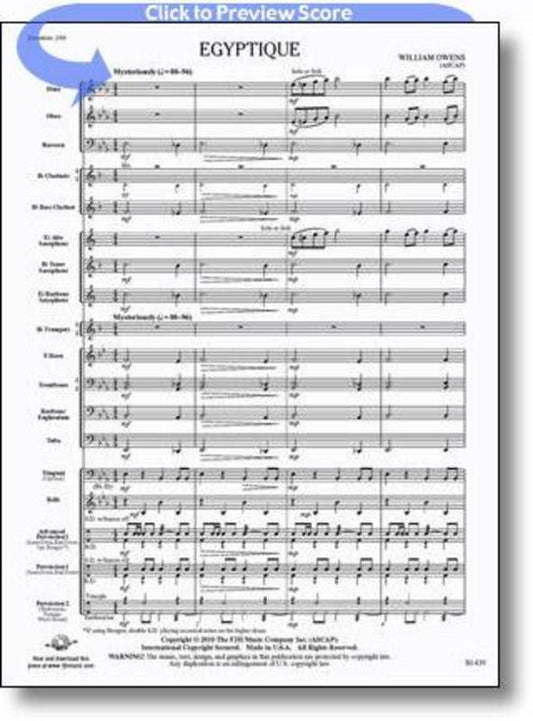 Egyptique Concert Band Score/Parts Book