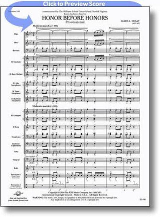 Honor Before Honors Concert Band Score/Parts Book